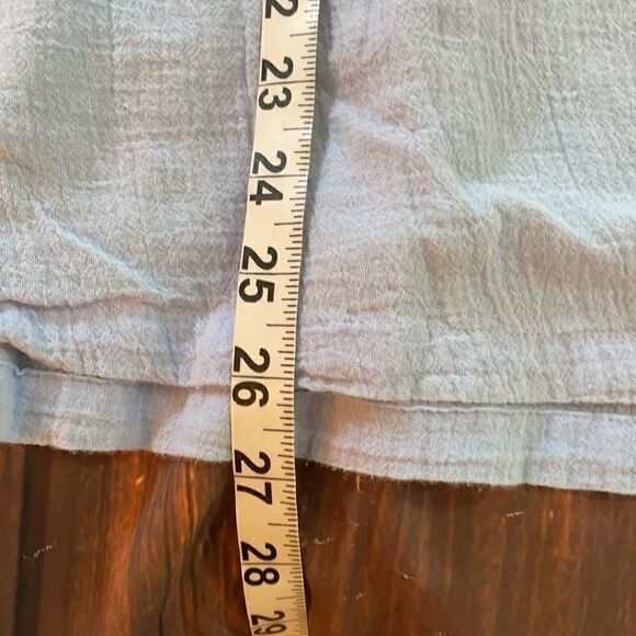 Pale Blue Cheesecloth Boho Embroidered Peasant Blouse - Picture 7 of 9